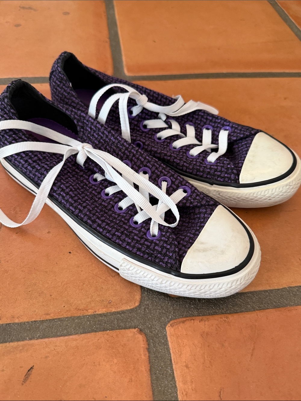 Converse Low-Top Woven Purple and White Sneakers